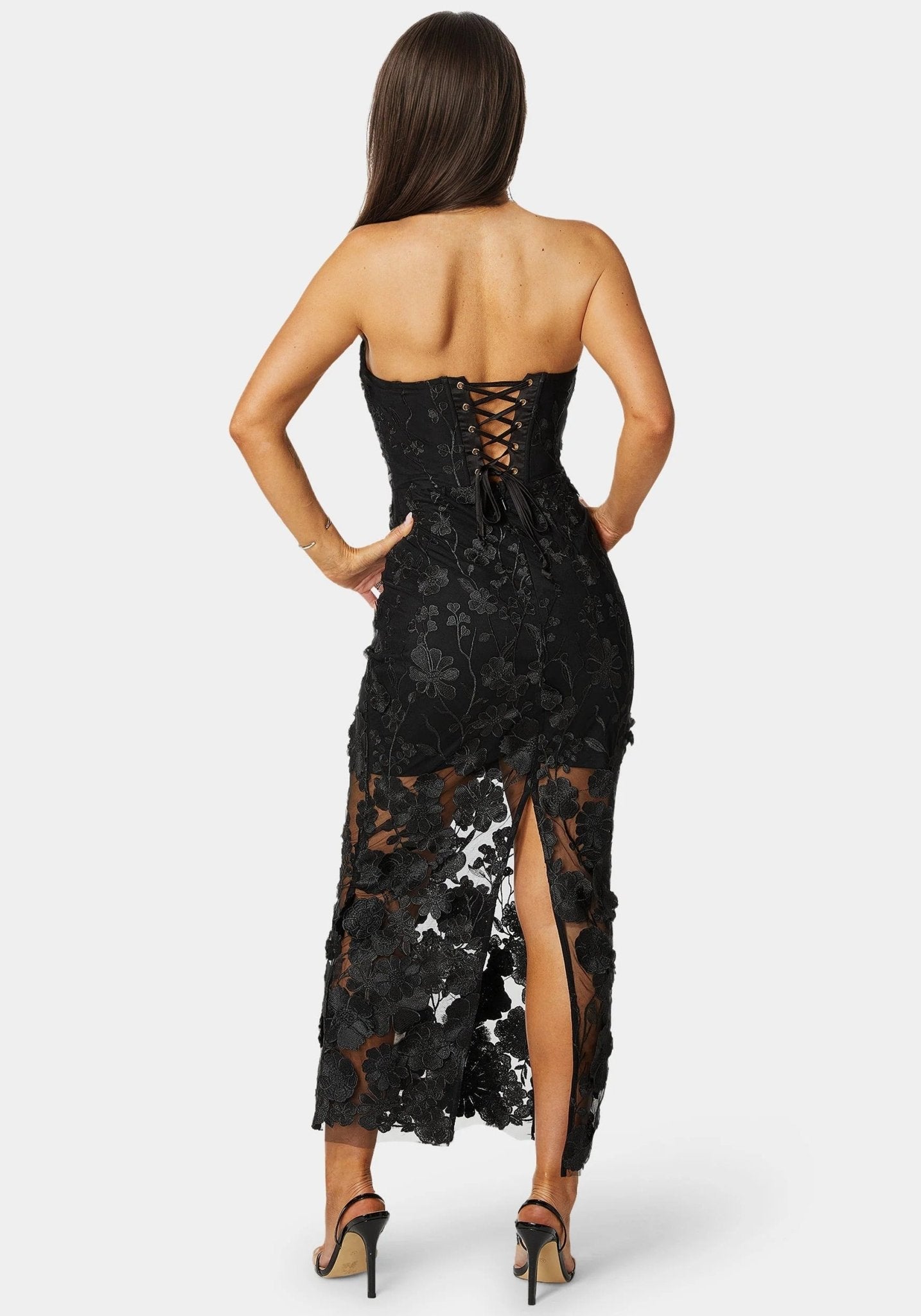 3D Floral Strapless Gown - RewearHau