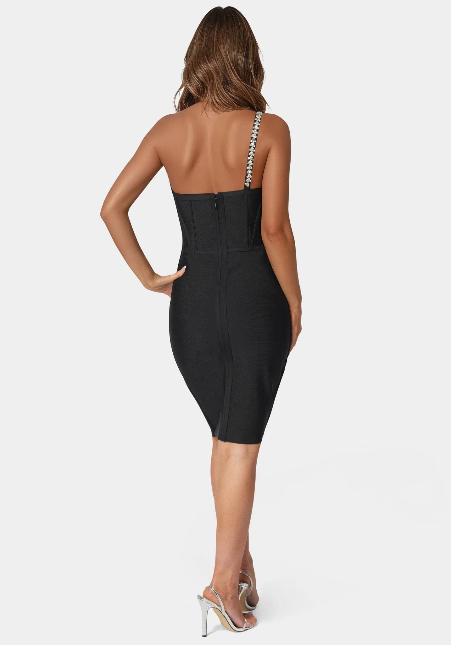 Embellished Crystal Corset Bandage Dress - RewearHau