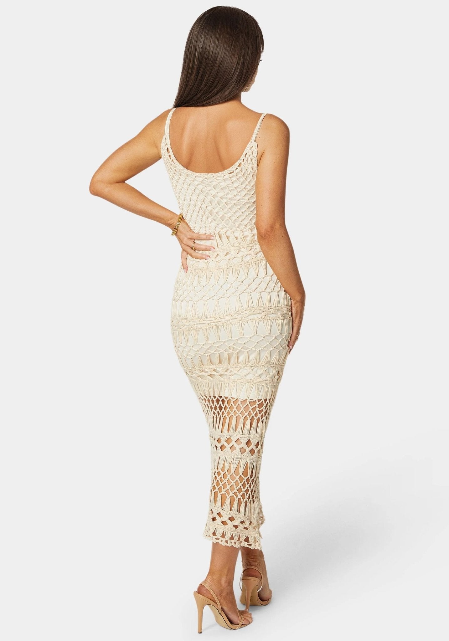 Openwork Crochet Maxi Dress - RewearHau