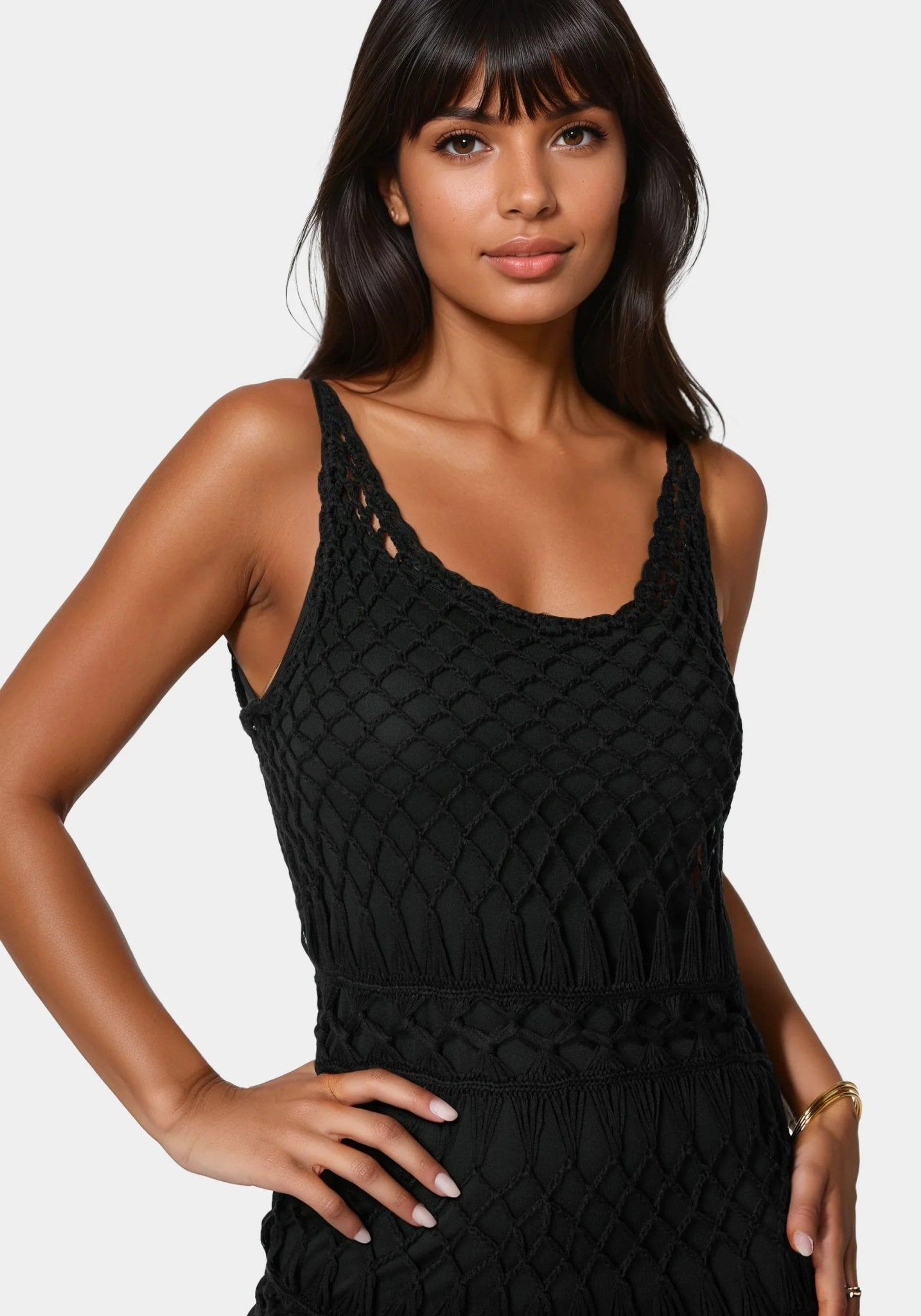 Openwork Crochet Maxi Dress - RewearHau