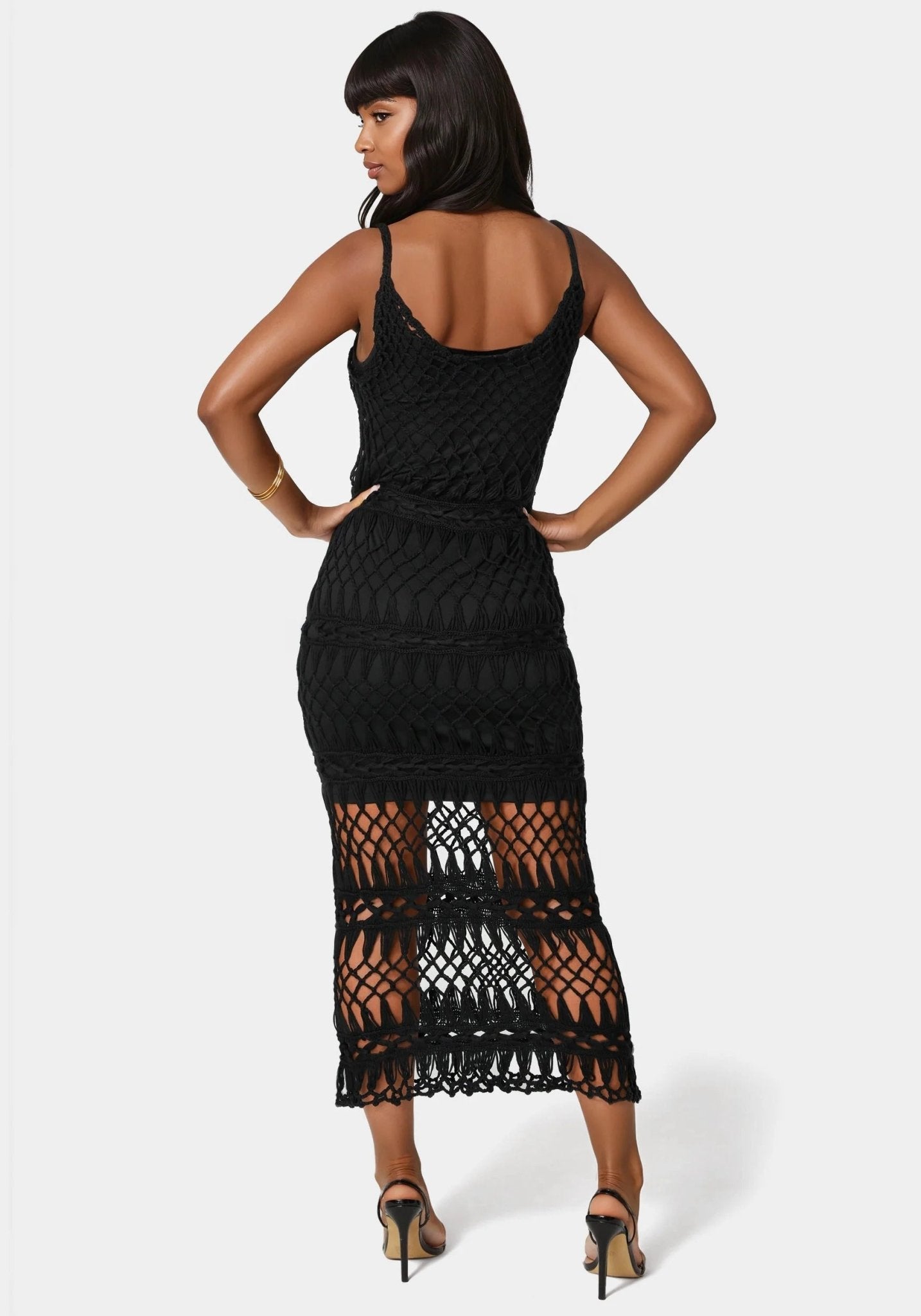 Openwork Crochet Maxi Dress - RewearHau