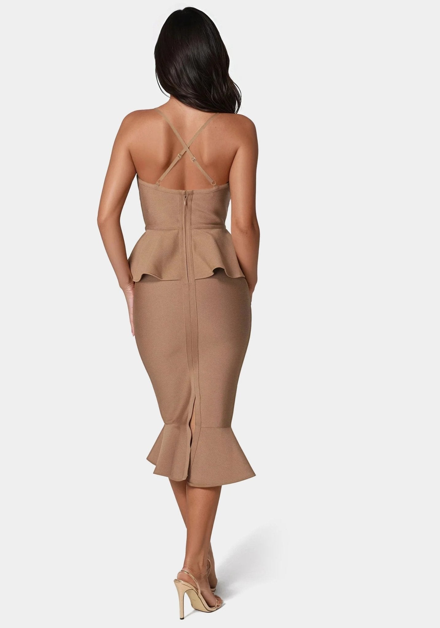 Peplum Bandage Midi Dress - RewearHau