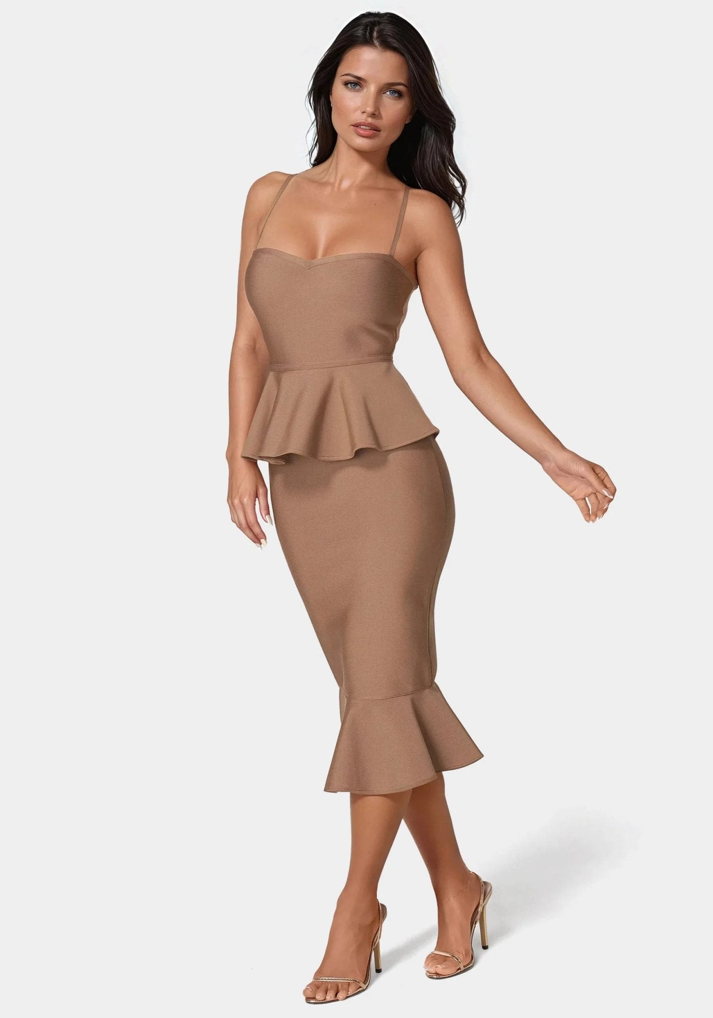 Peplum Bandage Midi Dress - RewearHau