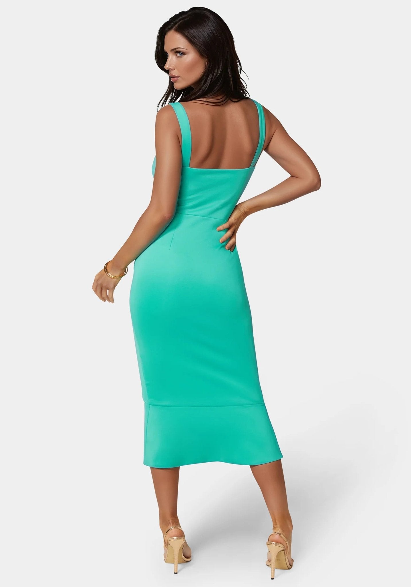 Scuba Bustier Ruffle Wrap Dress - RewearHau