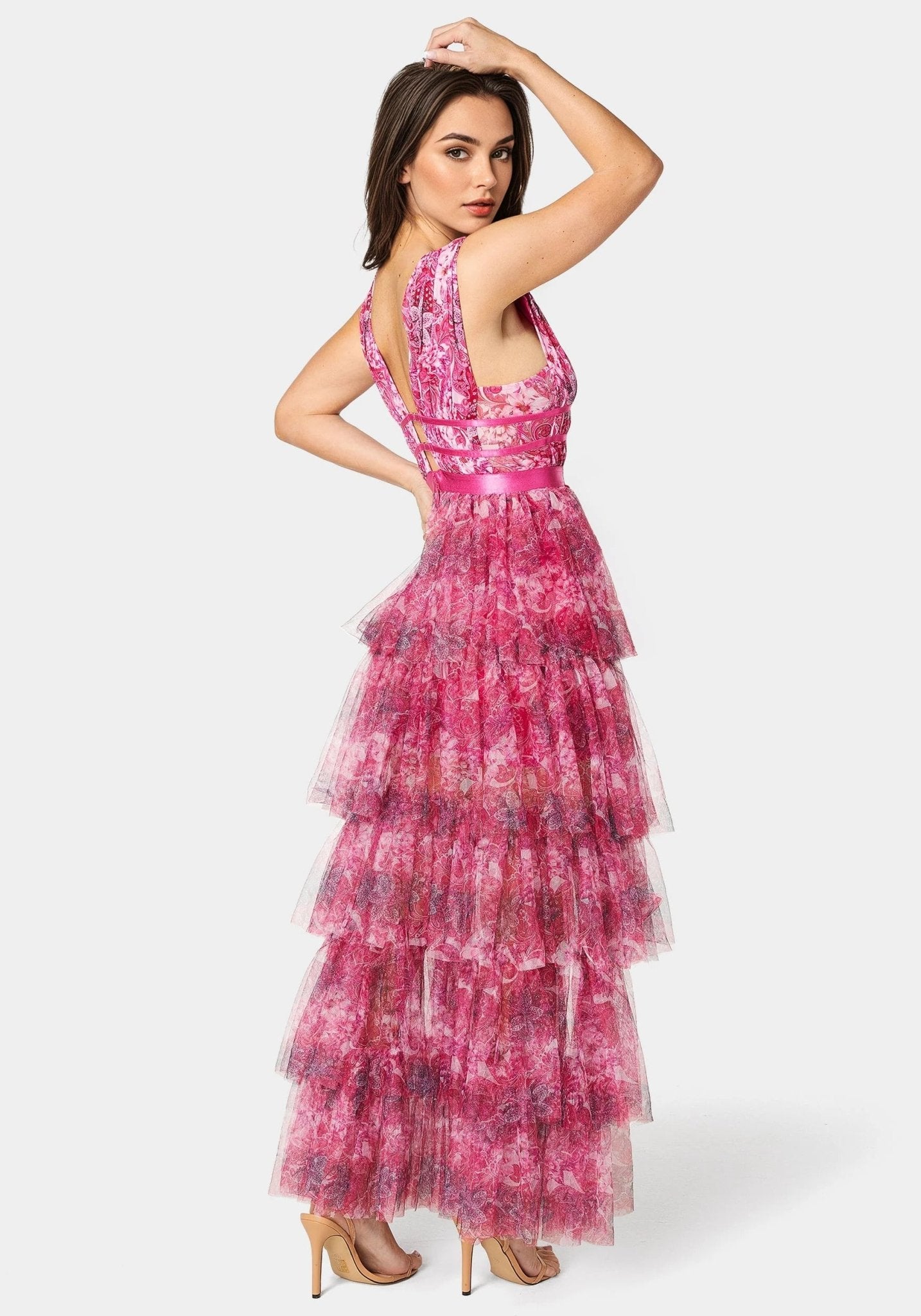 Tiered High Low Mesh Dress - RewearHau
