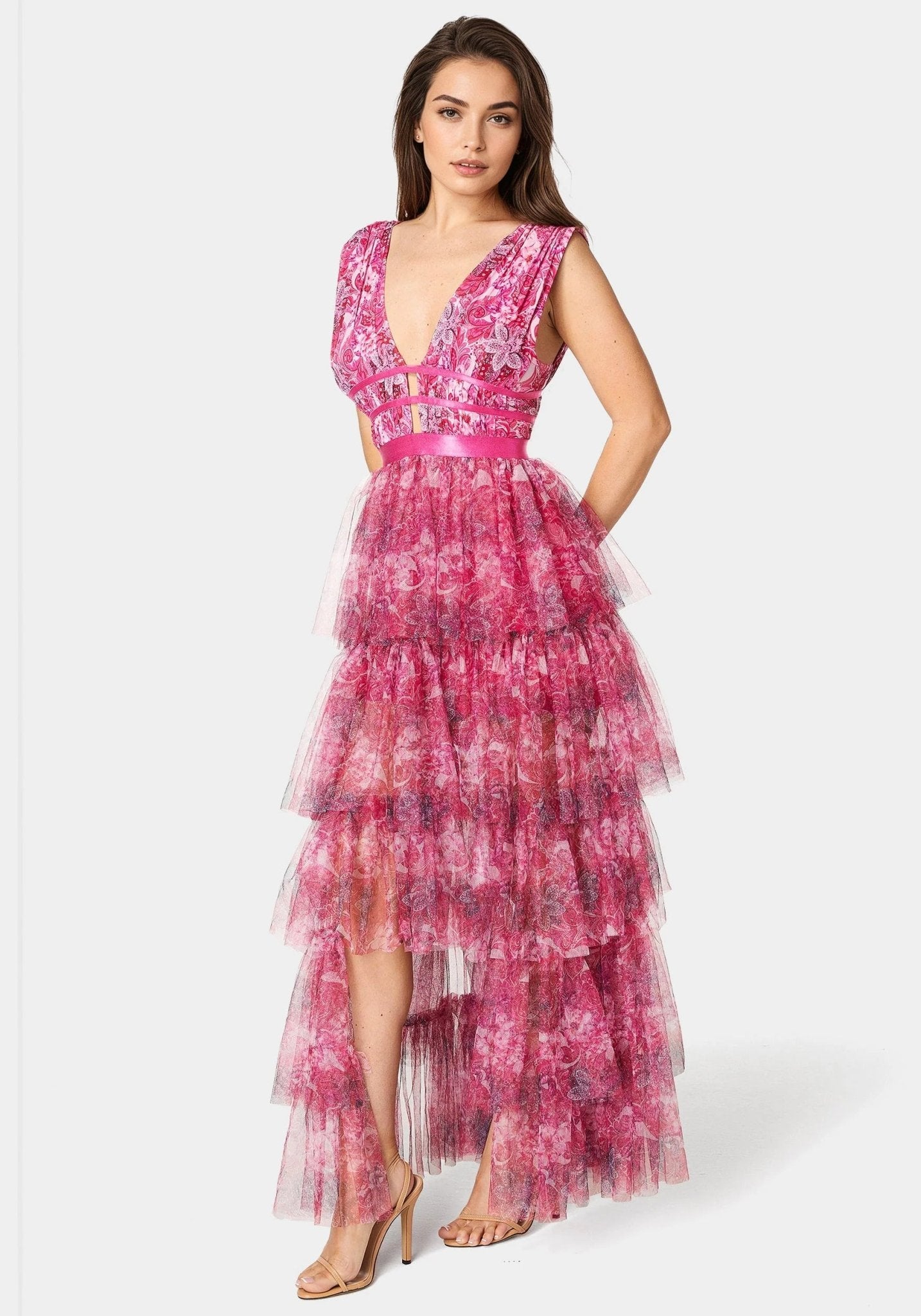 Tiered High Low Mesh Dress - RewearHau