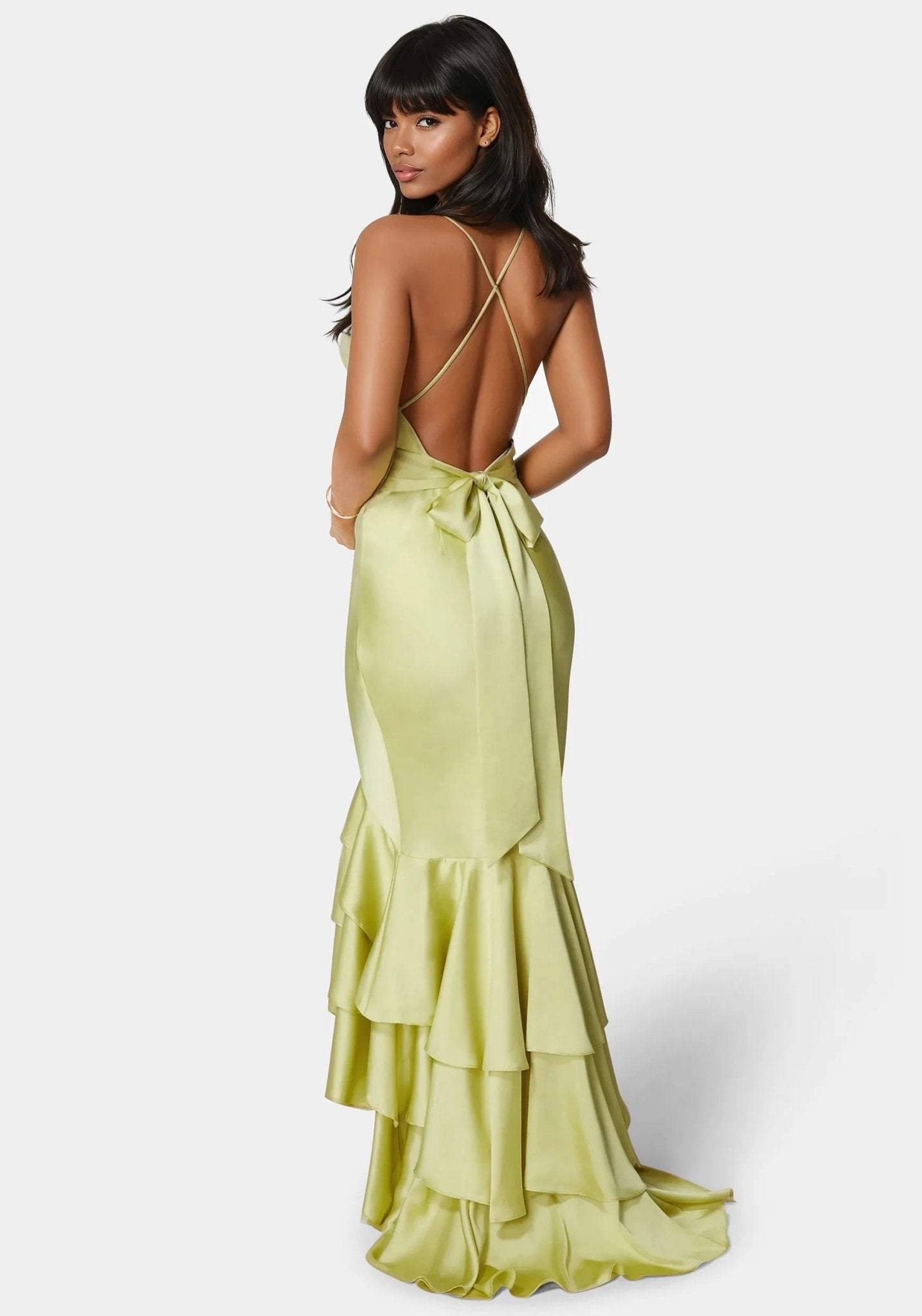Tiered Satin High Low Gown - RewearHau