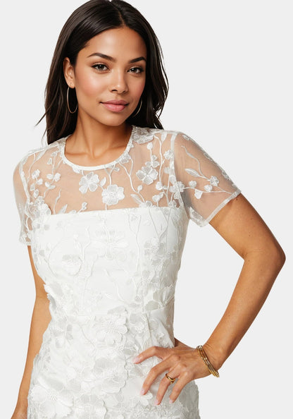 3D Floral Fit & Flare Mini Dress - RewearHau