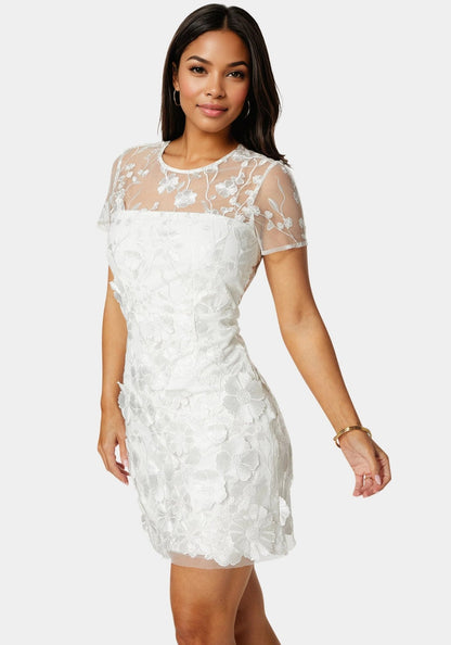 3D Floral Fit & Flare Mini Dress - RewearHau