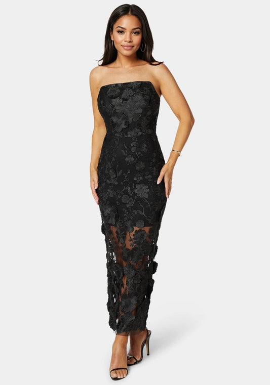 3D Floral Strapless Gown - RewearHau