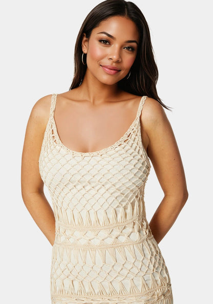 Openwork Crochet Maxi Dress - RewearHau