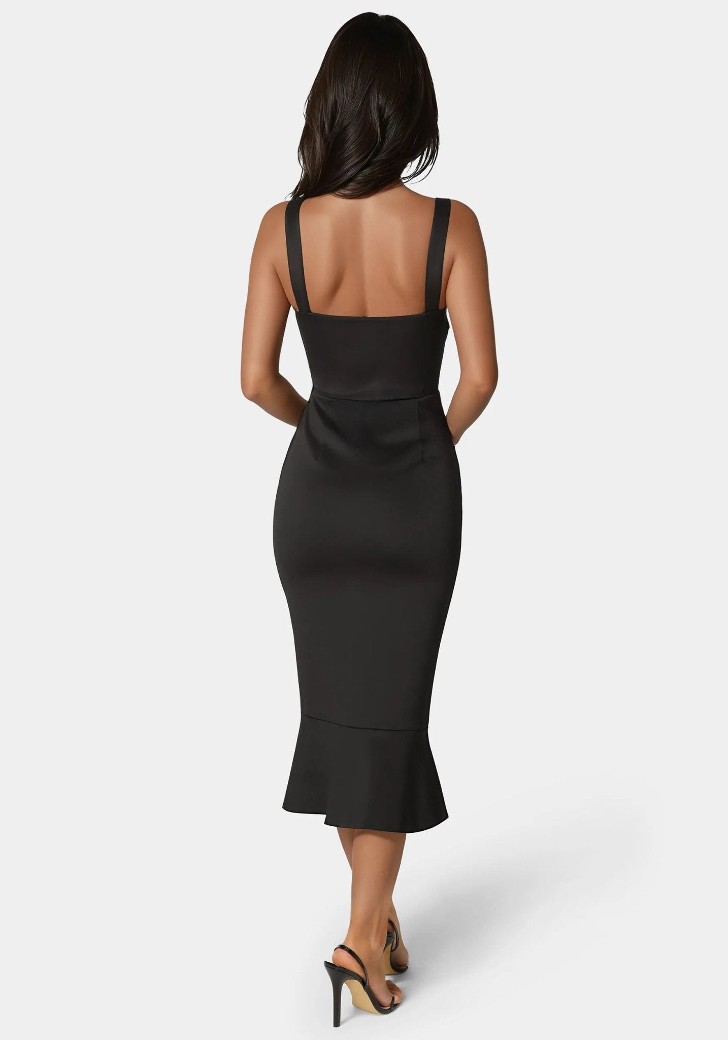 Scuba Bustier Ruffle Wrap Dress - RewearHau
