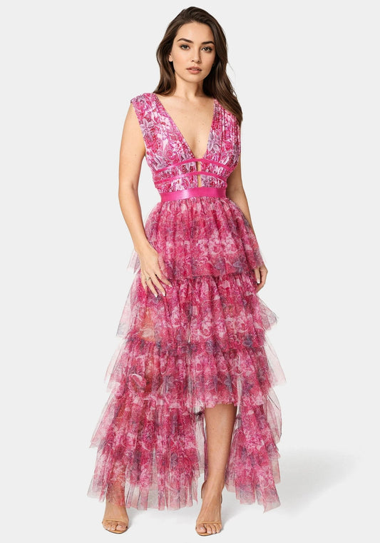 Tiered High Low Mesh Dress - RewearHau