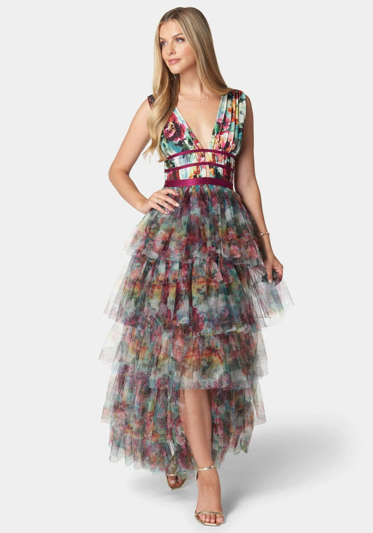 Tiered High Low Mesh Dress - RewearHau