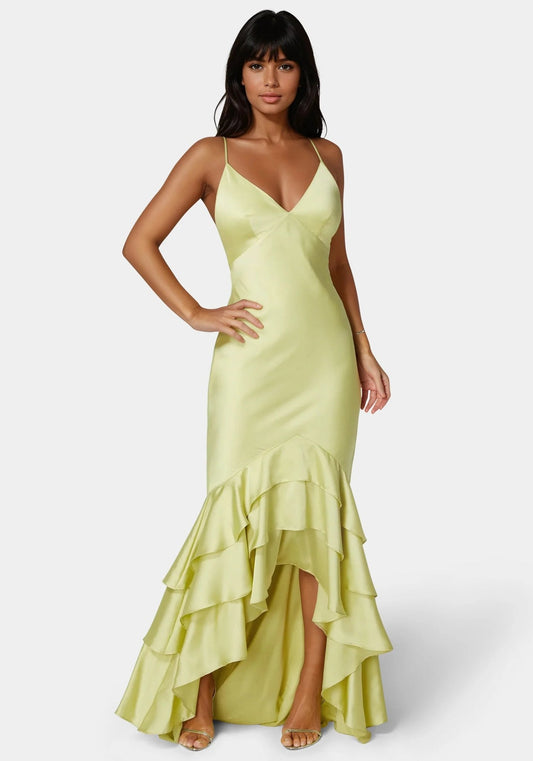 Tiered Satin High Low Gown - RewearHau